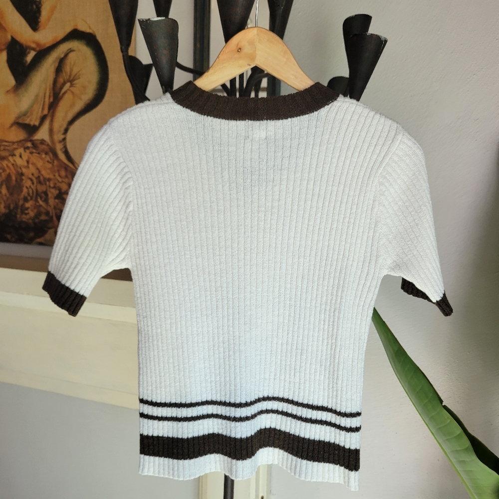 VTG 90s Ribbed Contrast Trim Tree - Picture 2 of 6